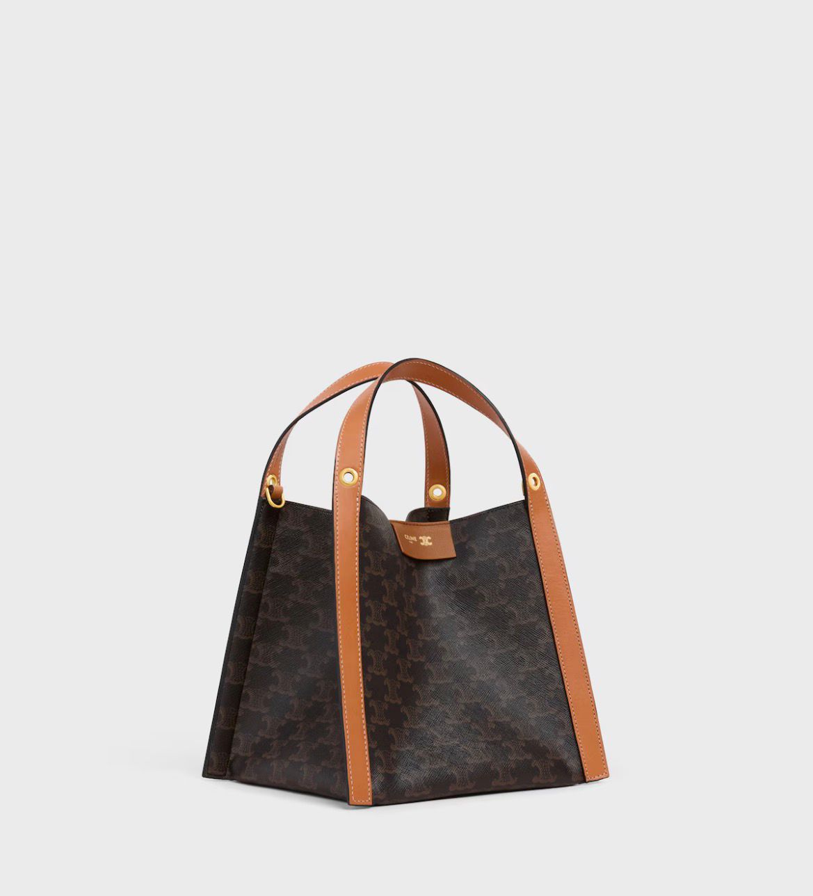 SMALL CUBE BAG IN Triomphe Canvas and NATURAL Calfskin