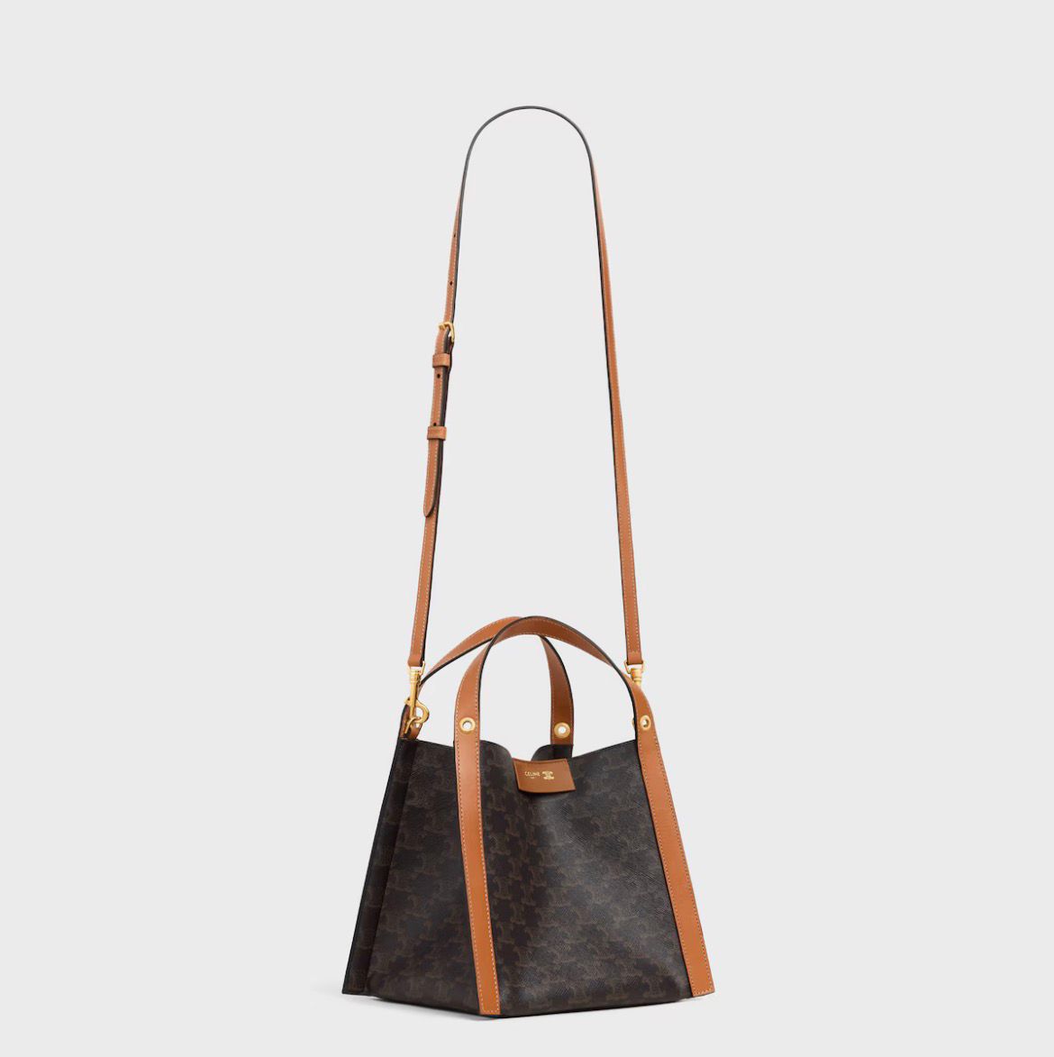 SMALL CUBE BAG IN Triomphe Canvas and NATURAL Calfskin